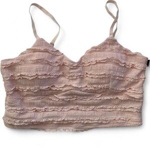 Lace Ruffle Pink Crop Top